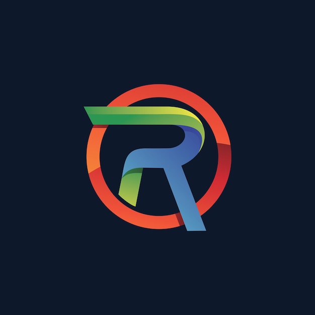 Lettera r nel modello di logo del cerchio