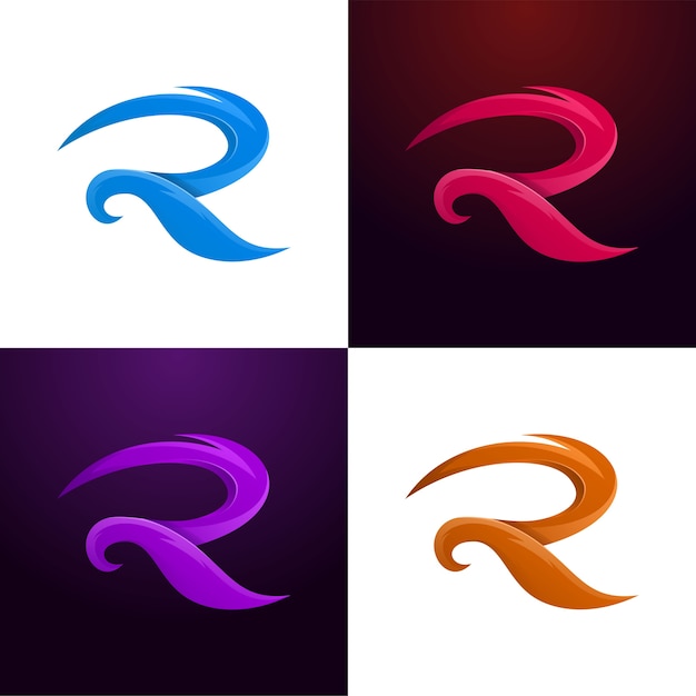 Letter R colorful set