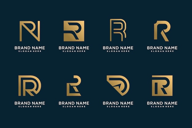 Коллекция векторов иконок элементов дизайна буквы R с творческой уникальной концепцией