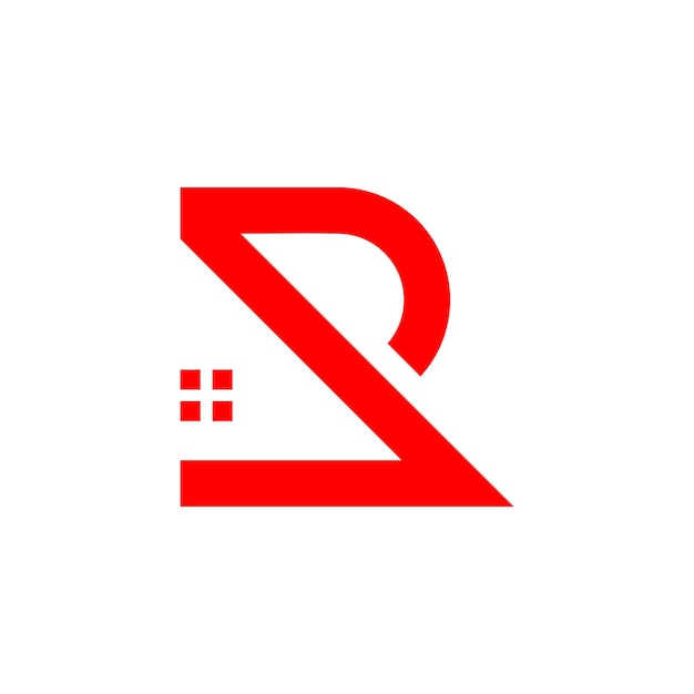 Vettore l'idea dell'icona vettoriale dell'elemento di progettazione delle lettere r con il concetto di casa creativa
