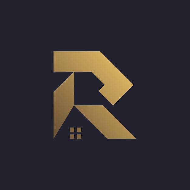 Vector letter r design element vector icon idea with creative house concept