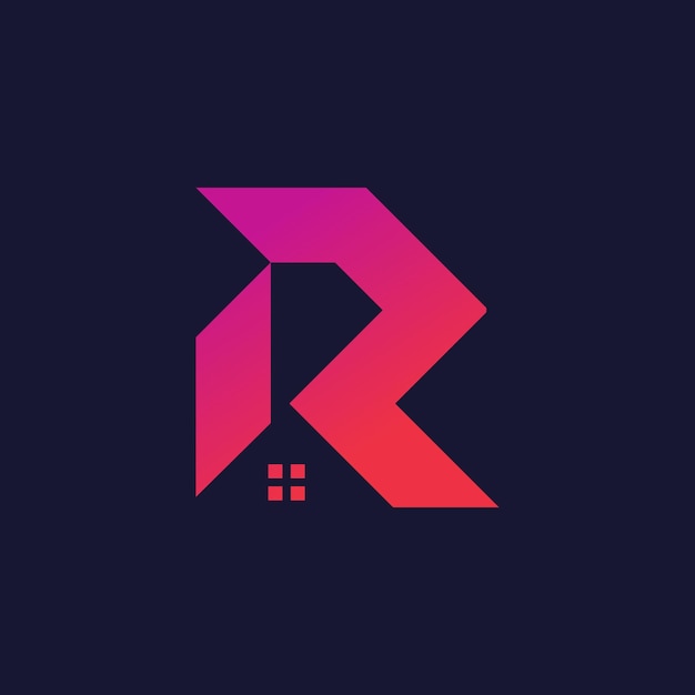 Vector letter r design element vector icon idea with creative house concept