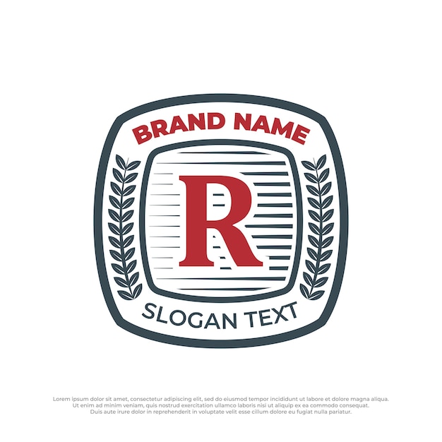 Letter R emblem vintage logo illustration retro emblem design template isolated on white background