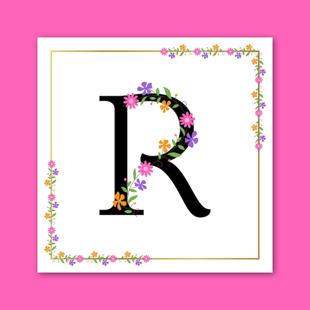 Vector letter r floral decorative logo design