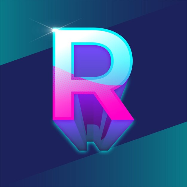 Vector letter r glow logo