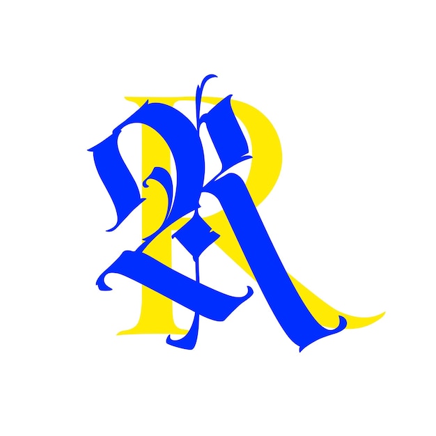 Letter R in the Gothic style Calligraphy and lettering