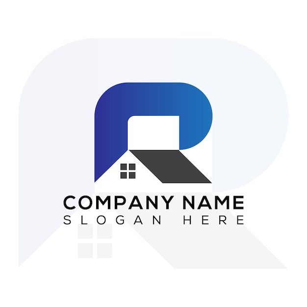 Vector letter r home logo design icon.