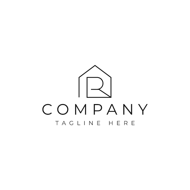 Vector letter r house logo design real estate logo