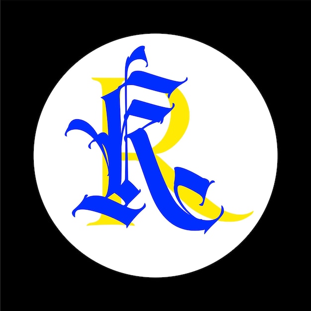 Letter r in gotische stijl kalligrafie en belettering middeleeuws monogram elegant lettertype voor tatoeage