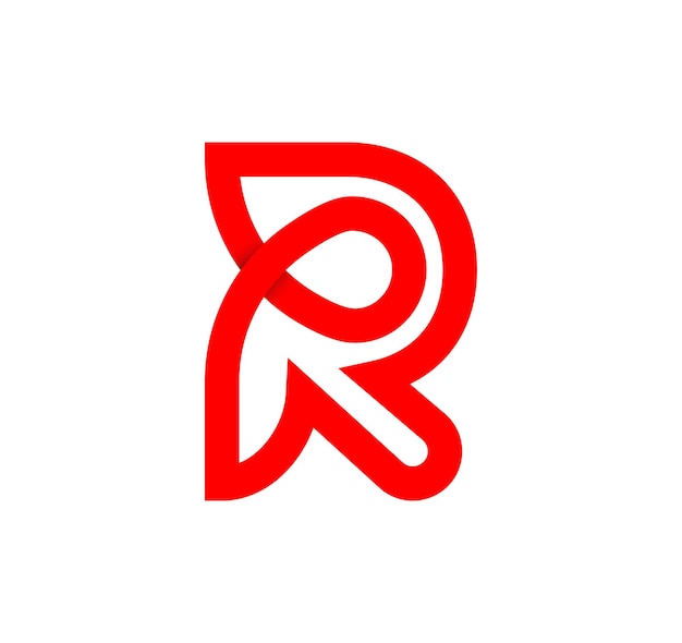 文字 R 無限記号。循環赤文字 R. 現代の自然な無限ループ。未来的なロゴ企業