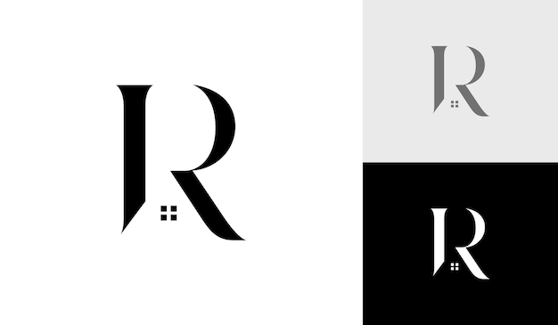 Letter R initial monogram with house roof logo design