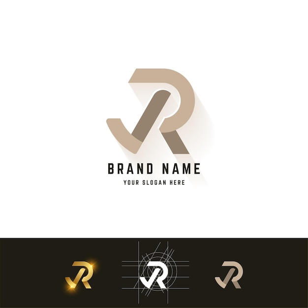 Vector letter r or jr monogram logo with grid method design