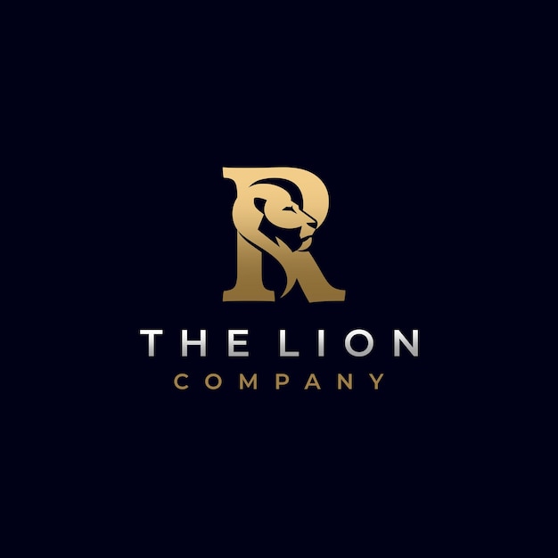 Vector letter r leeuwenkop elegante luxe logo ontwerp vector