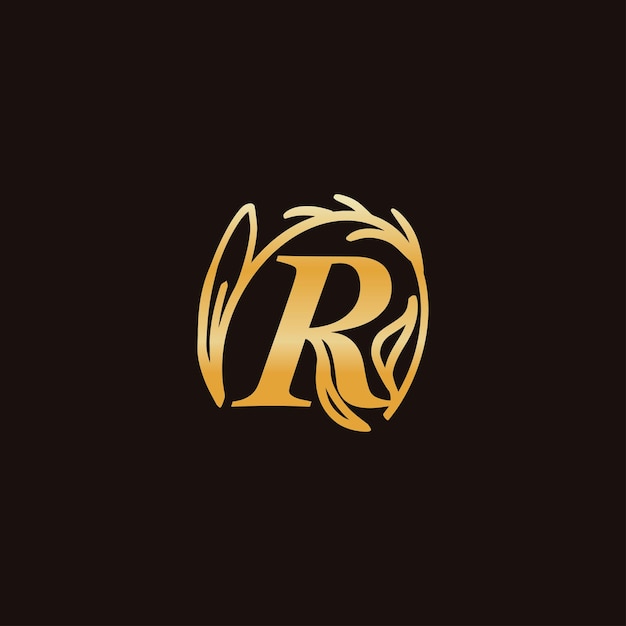 letter R link goud bloemen logotype ontwerp