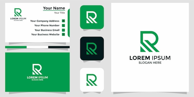 Vector letter r logo and branding card