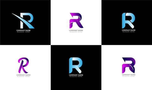 Коллекция логотипов Letter R с градиентом