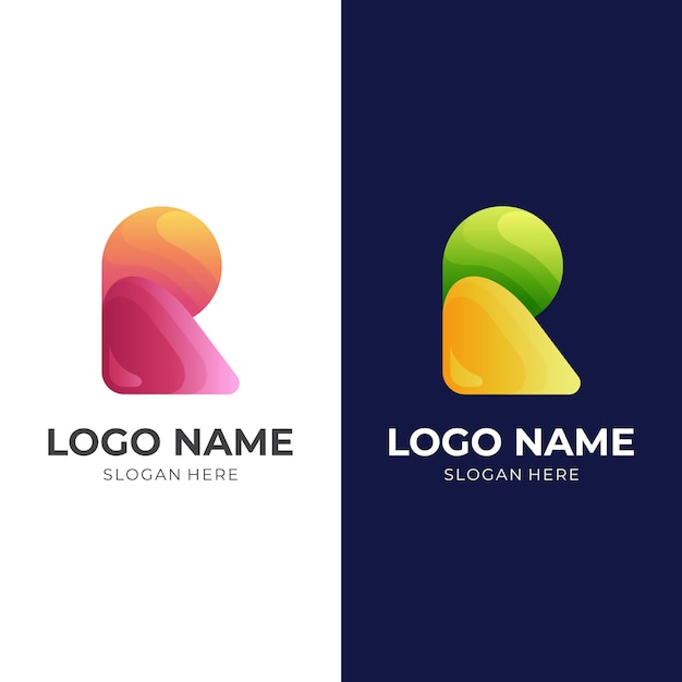 Letter r-logo concept met 3d-kleurrijke stijl