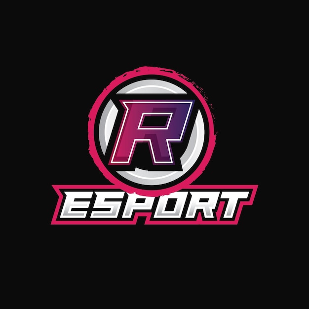 Vector letter r logo esports design template gamer mascot logo illustration design with initial emblem