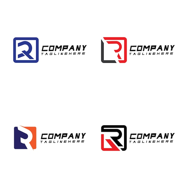 文字Rのロゴアイコンのデザインテンプレートの要素