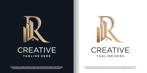 Letter r logo ontwerpsjabloon met bouwconcept premium vector