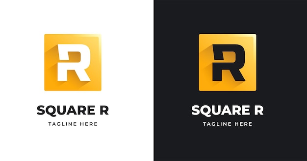 Letter r-logo ontwerpsjabloon met vierkante vorm