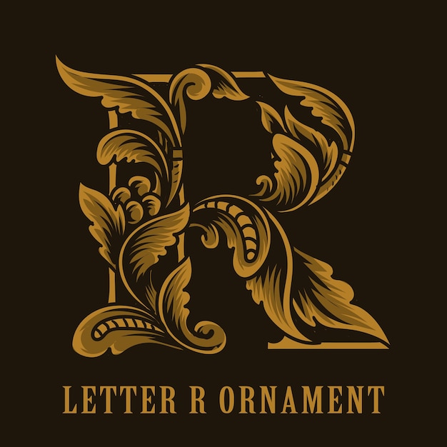 Vector letter r logo vintage ornament style