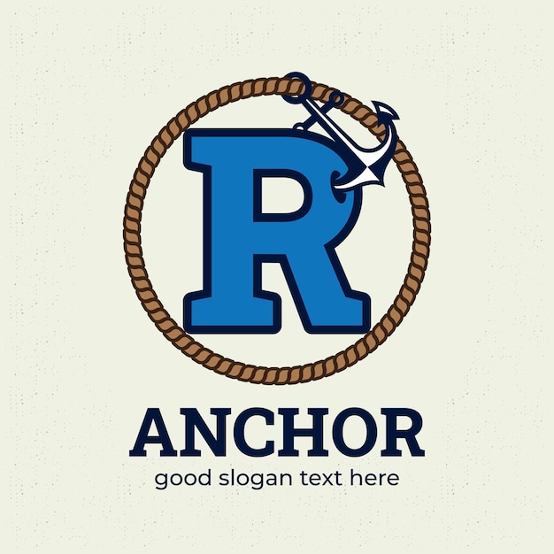 Letter R logo with anchor illustration logo design template nautical logo concept vintage style