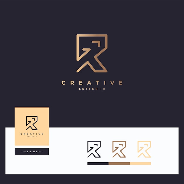 편지 R 로고 디자인