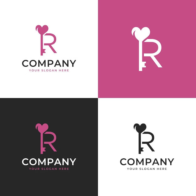 Letter R Love Pink key Logo