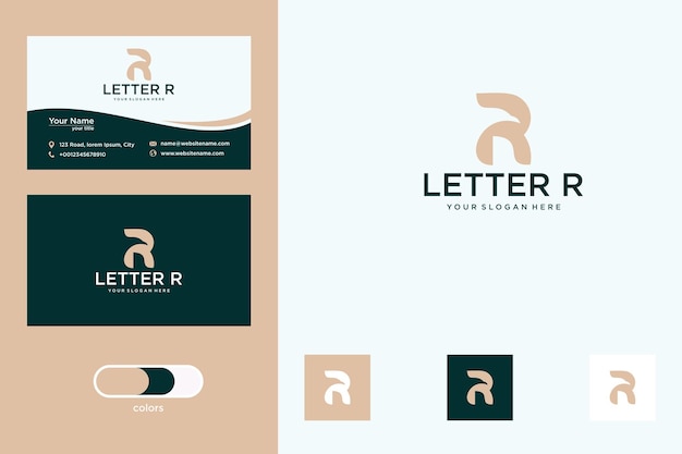 letter r met adelaarslogo-ontwerp en visitekaartje