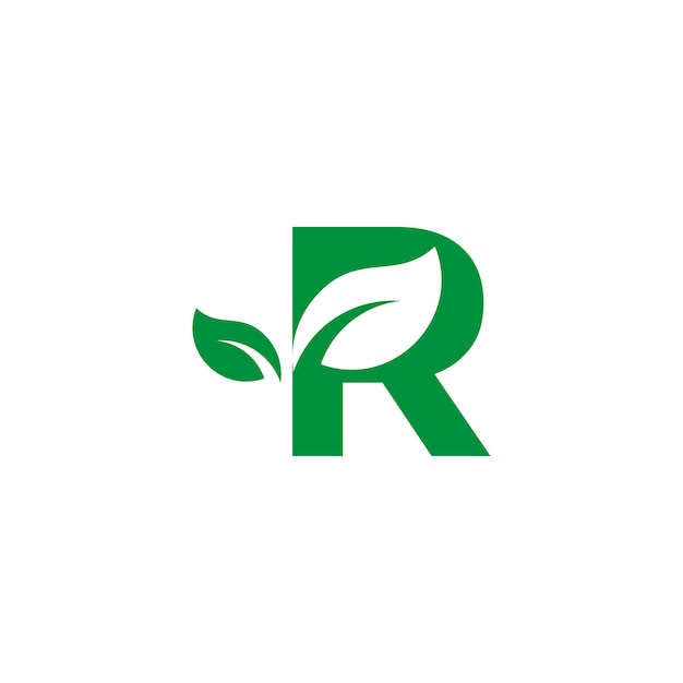 Letter r met blad logo vector ontwerpsjabloon