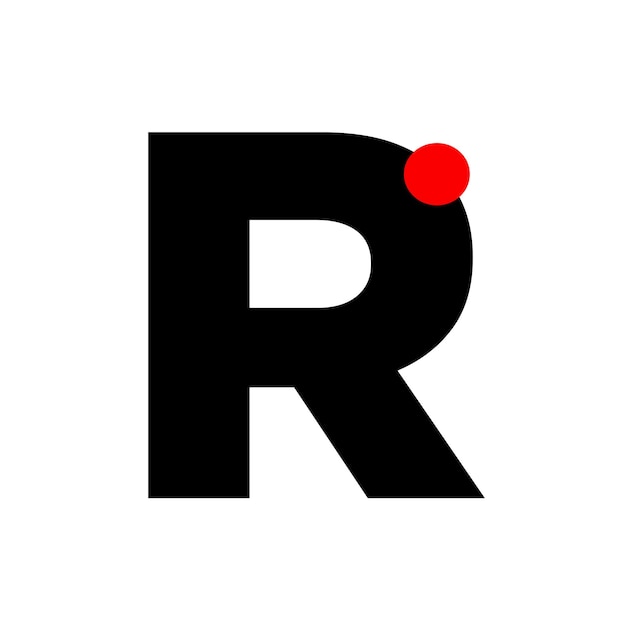 Letter R met een red dot R bedrijfsmonogram