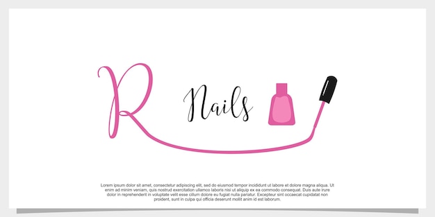 Letter r met pictogram nagellak logo ontwerpsjabloon