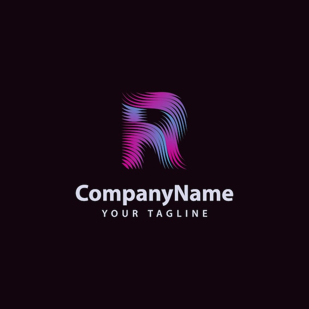 Vector letter r moderne wave lijn logo ontwerpsjabloon