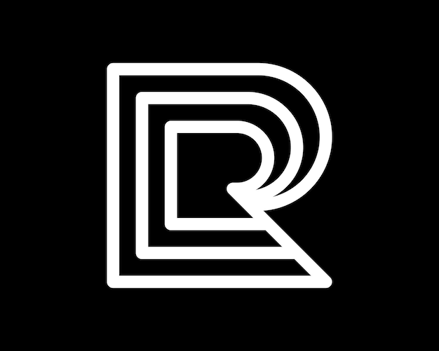 Буква R Линия монограммы Линейный минималистский абстрактный современный контурный стек Структура векторного логотипа