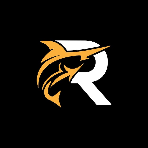 Letter R Monogram ontwerp vis pictogram vector eenvoudig en modern logo