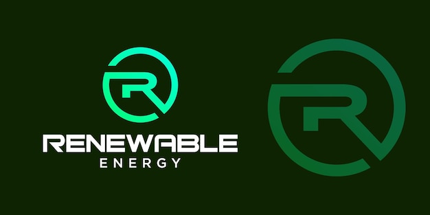 Letter R monogram renewable logo in green