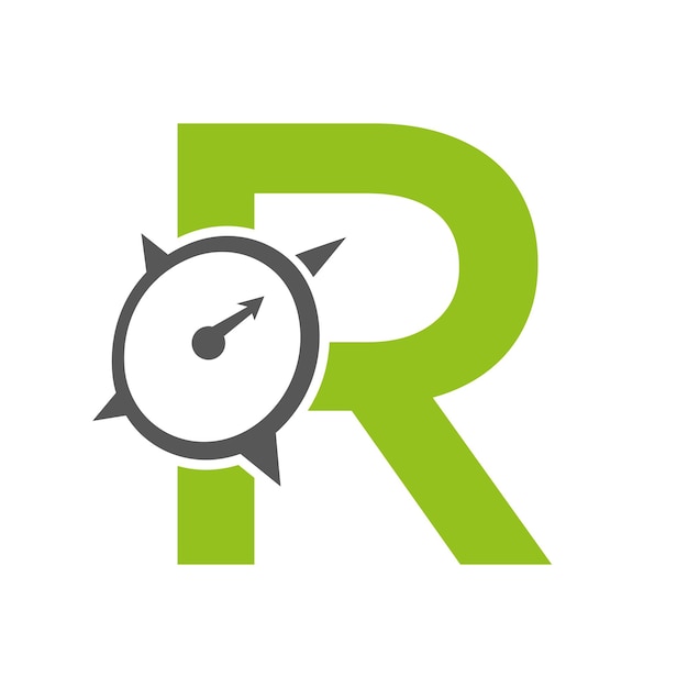 Letter R Navigator Compass Symbol Vector Template