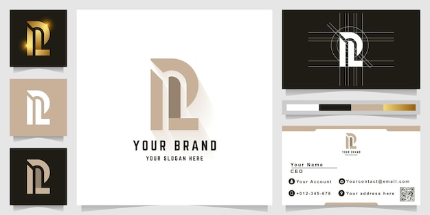 Letter r or pl monogram logo with business card design