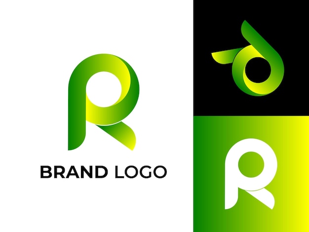 Vector letter r and rabbit vibrant color logo