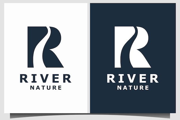 Letter r for river logo design vector template