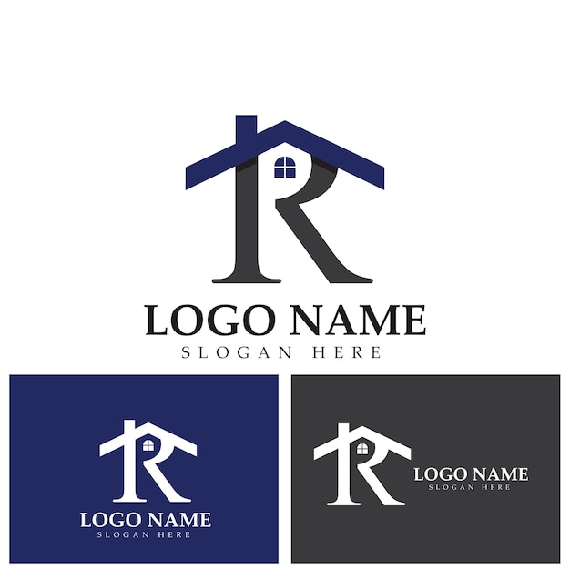 Letter R and roof logo vector