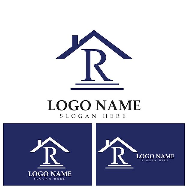 Letter R and roof logo vector