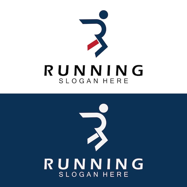 Letter R for running logo design combination letter R and people