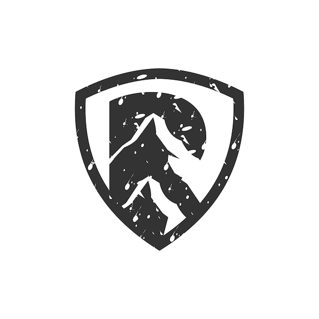 Letter R Shield Mountain Logo-ontwerp