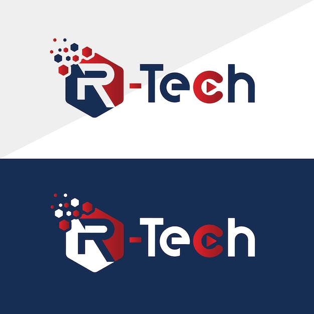 Vector letter r technologie typografie vector logo sjabloon
