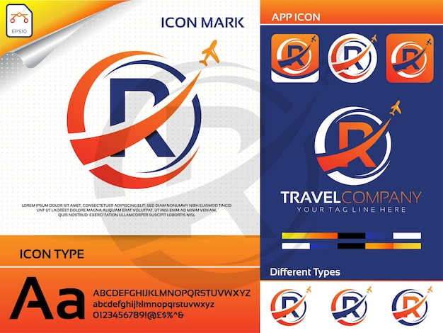 Letter r travel logo premium vector