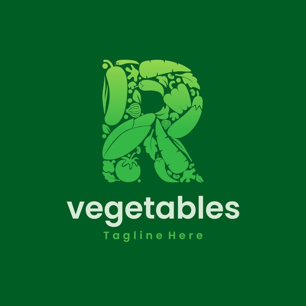 Letter R Vegetables Logo Vector