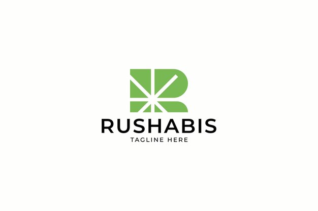 カナビス葉の形状の文字 r 医療用草の健康的な会社のビジネスのための現代的なロゴデザイン
