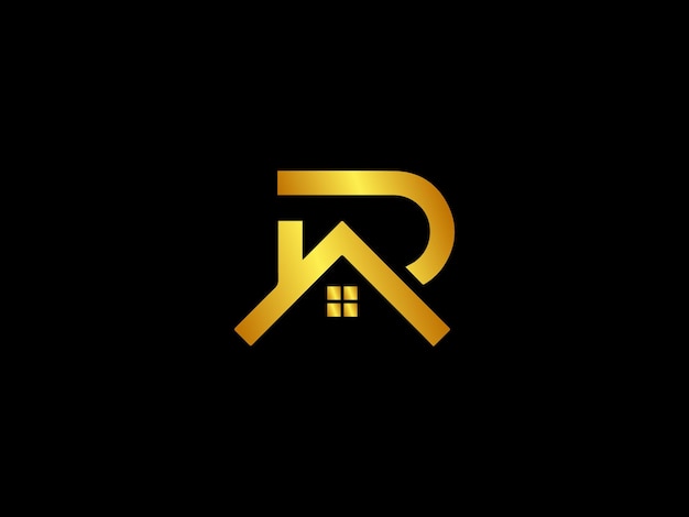 A letter r with a house and a roof logo